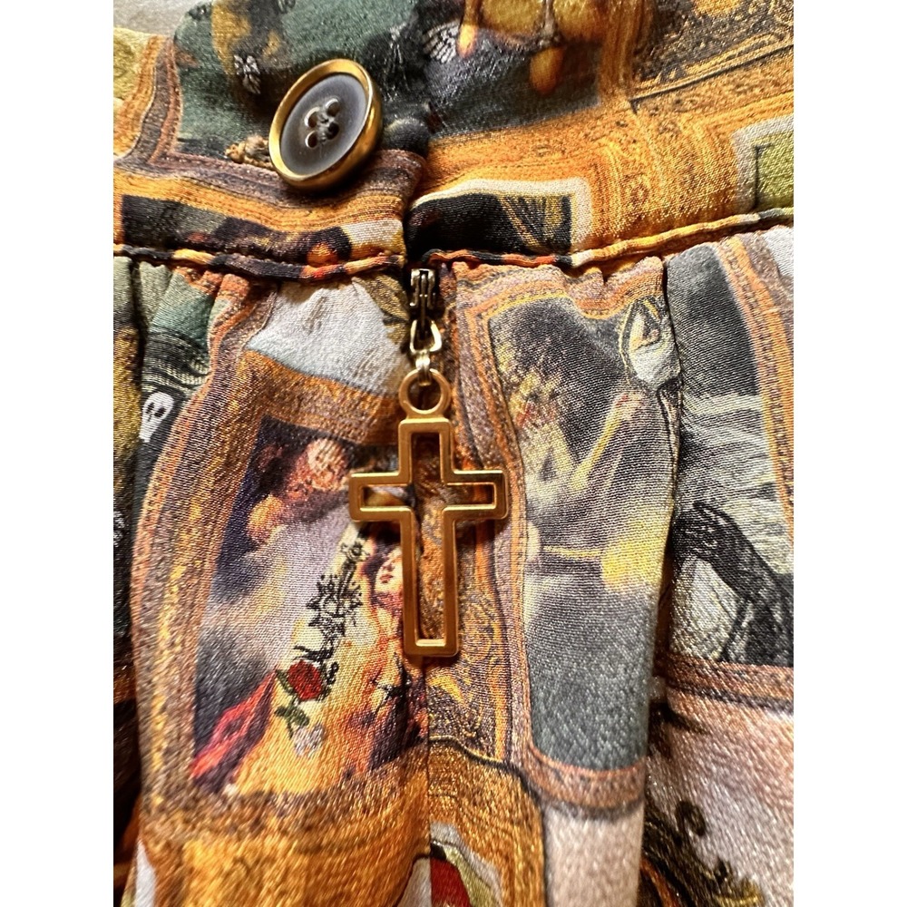 ANTIPODIUM London 100% Silk Mini Skirt "Exclusive Print" Renaissance Art US 6 - Picture 11 of 15